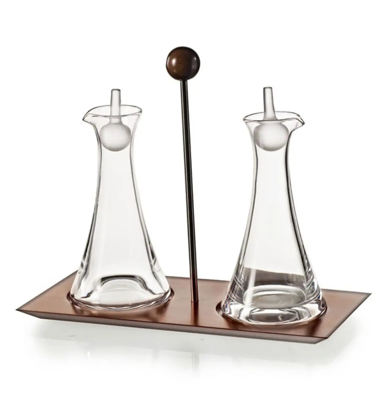 Village Oil & Vinegar Set with Wood Base – Elegant Crystal Tableware