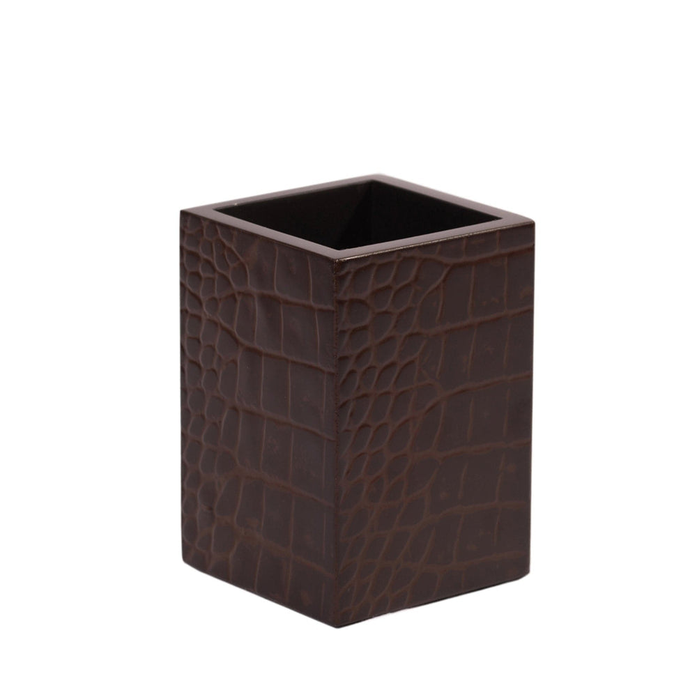 Brown textured square container on a white background