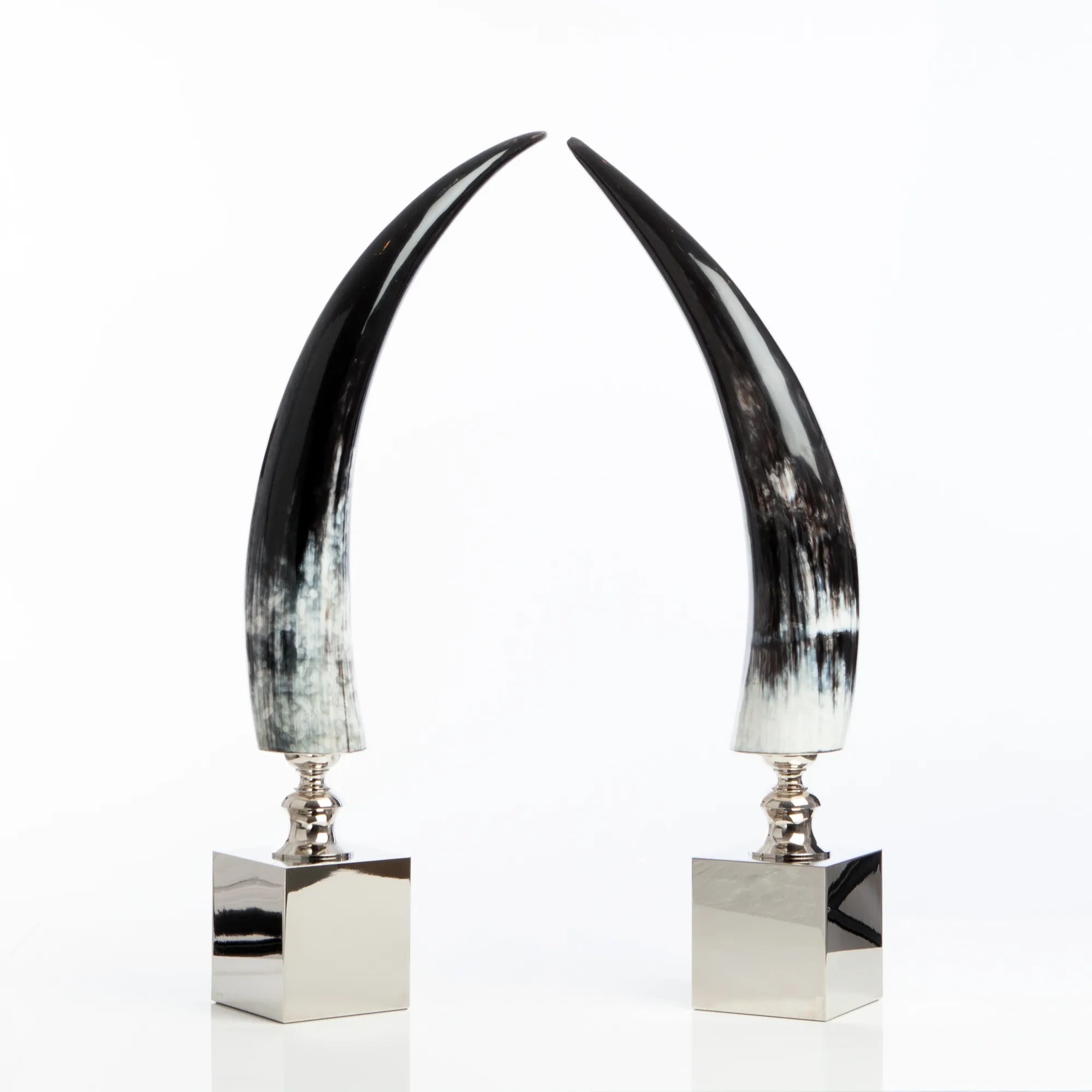 قرن ديكوري رأسي طبيعي على قاعدة من النيكل