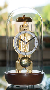 ساعة هرمل الهيكلية بقاعدة الجوز - تحفة فنية كلاسيكية معاصرة