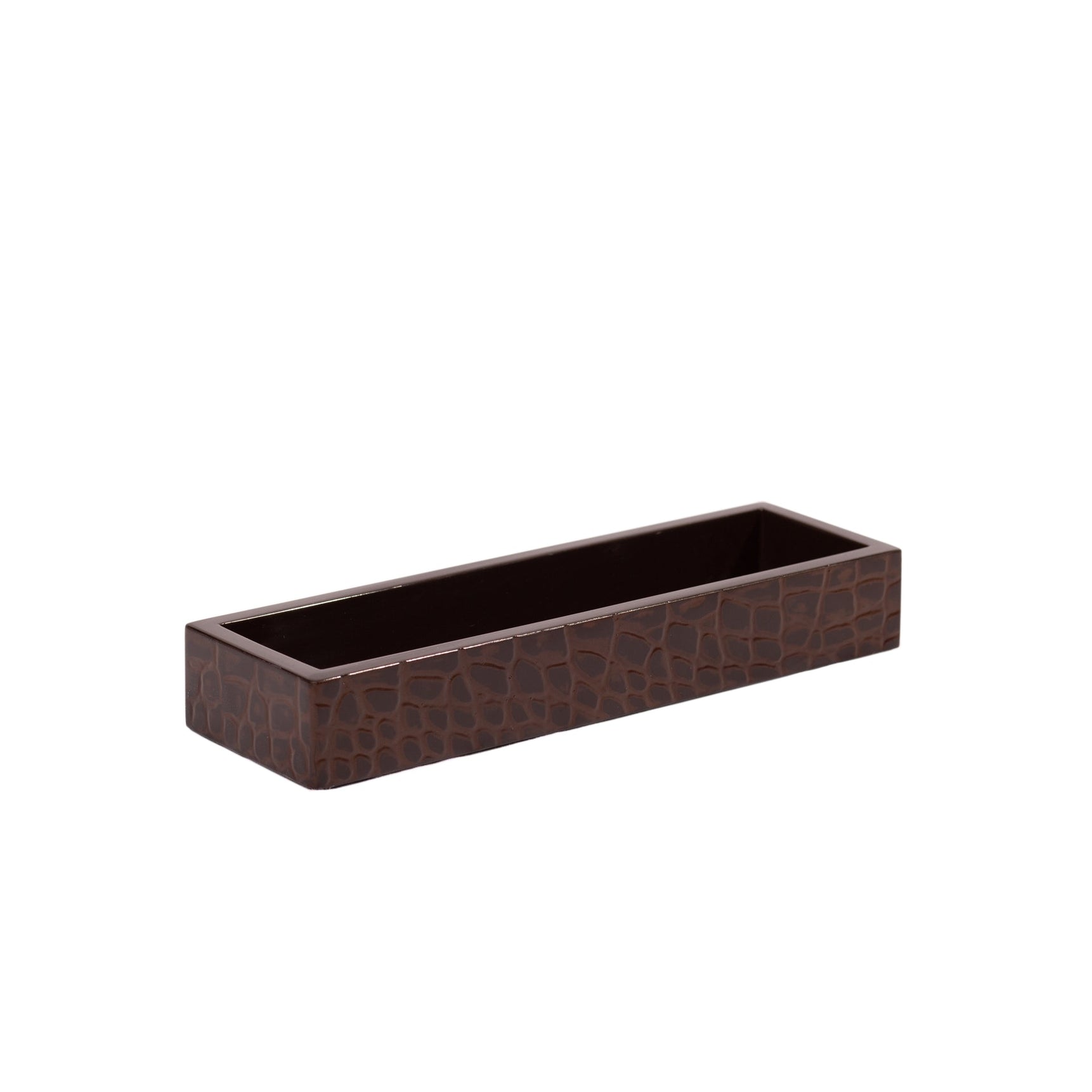 Rectangular brown planter box on a white background