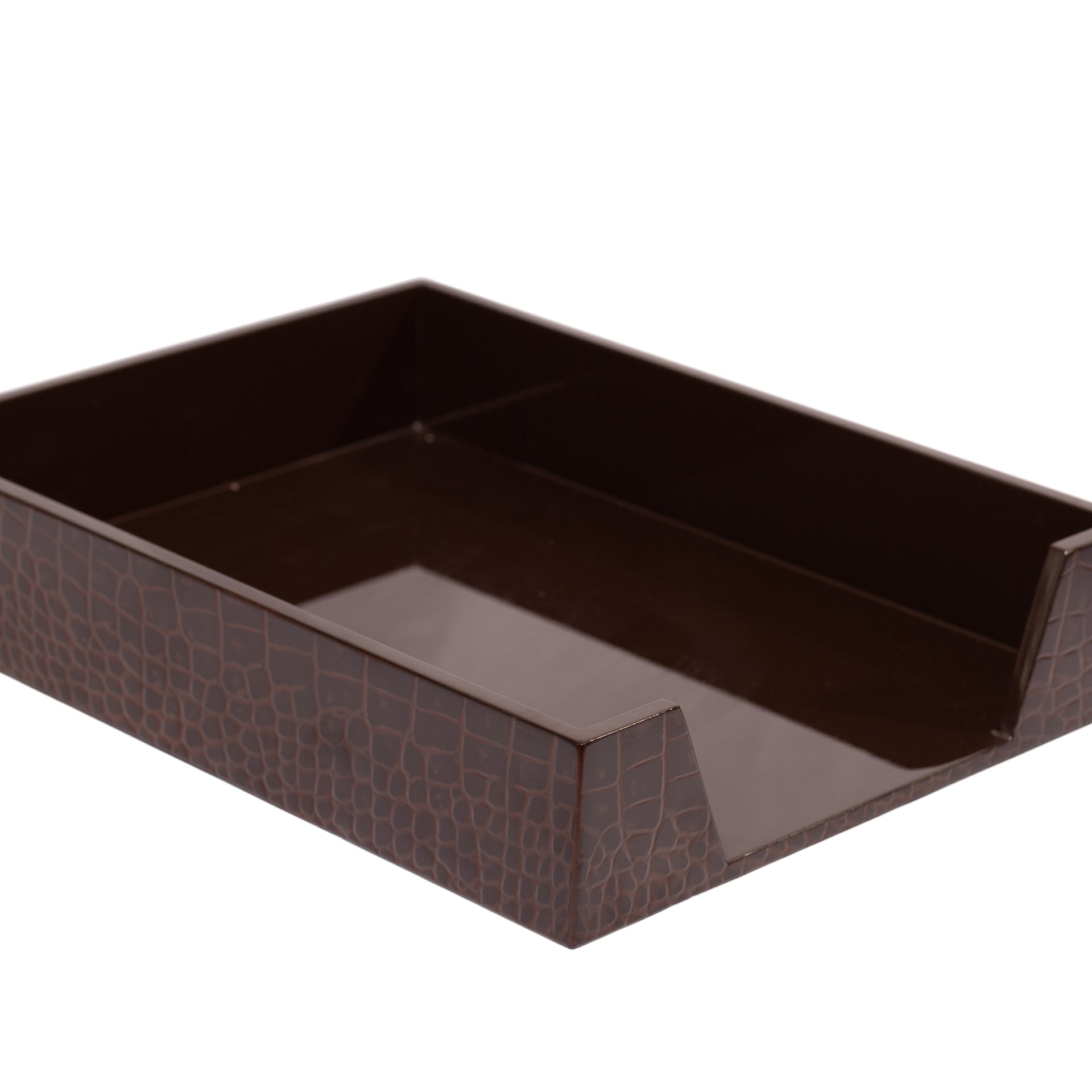 Brown rectangular tray on a white background