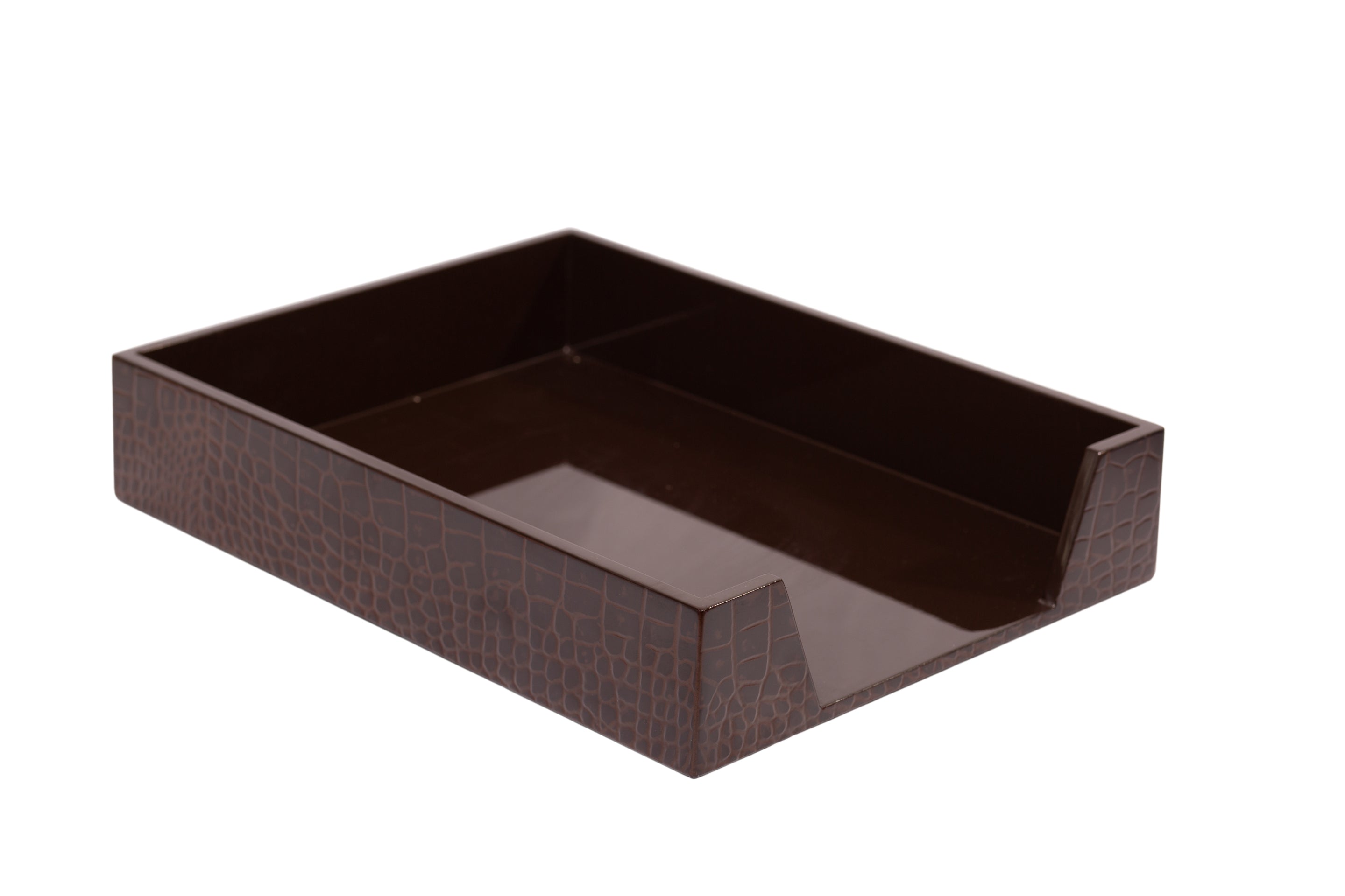Brown rectangular tray on a white background
