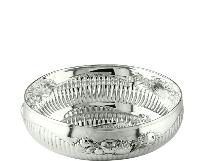 Argenti d'arte - round bowl w/fesoni and fruit embossing