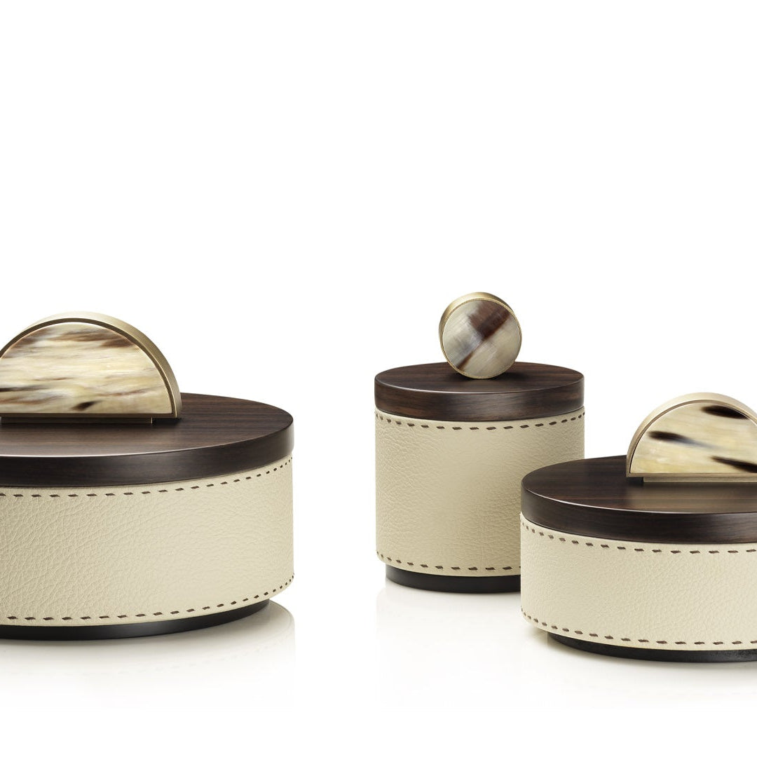 AGNETA Box - Ice-cream colour with handmade dark brown stitching - LAZADO