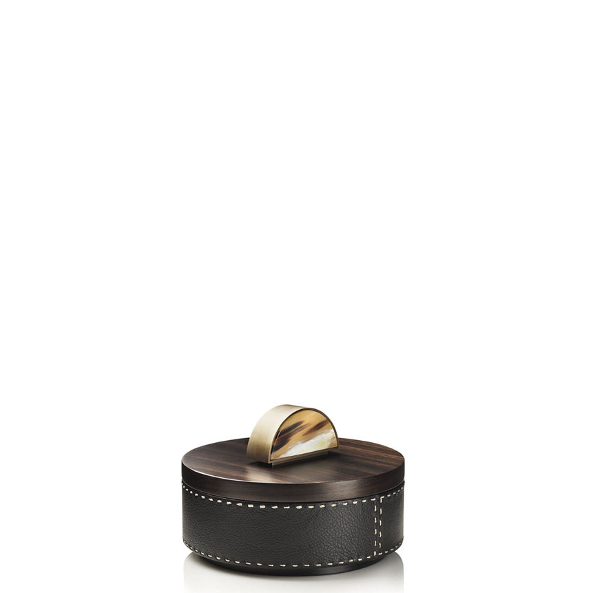 AGNETA Box  - Onyx colour with handmade ivory stitching - LAZADO
