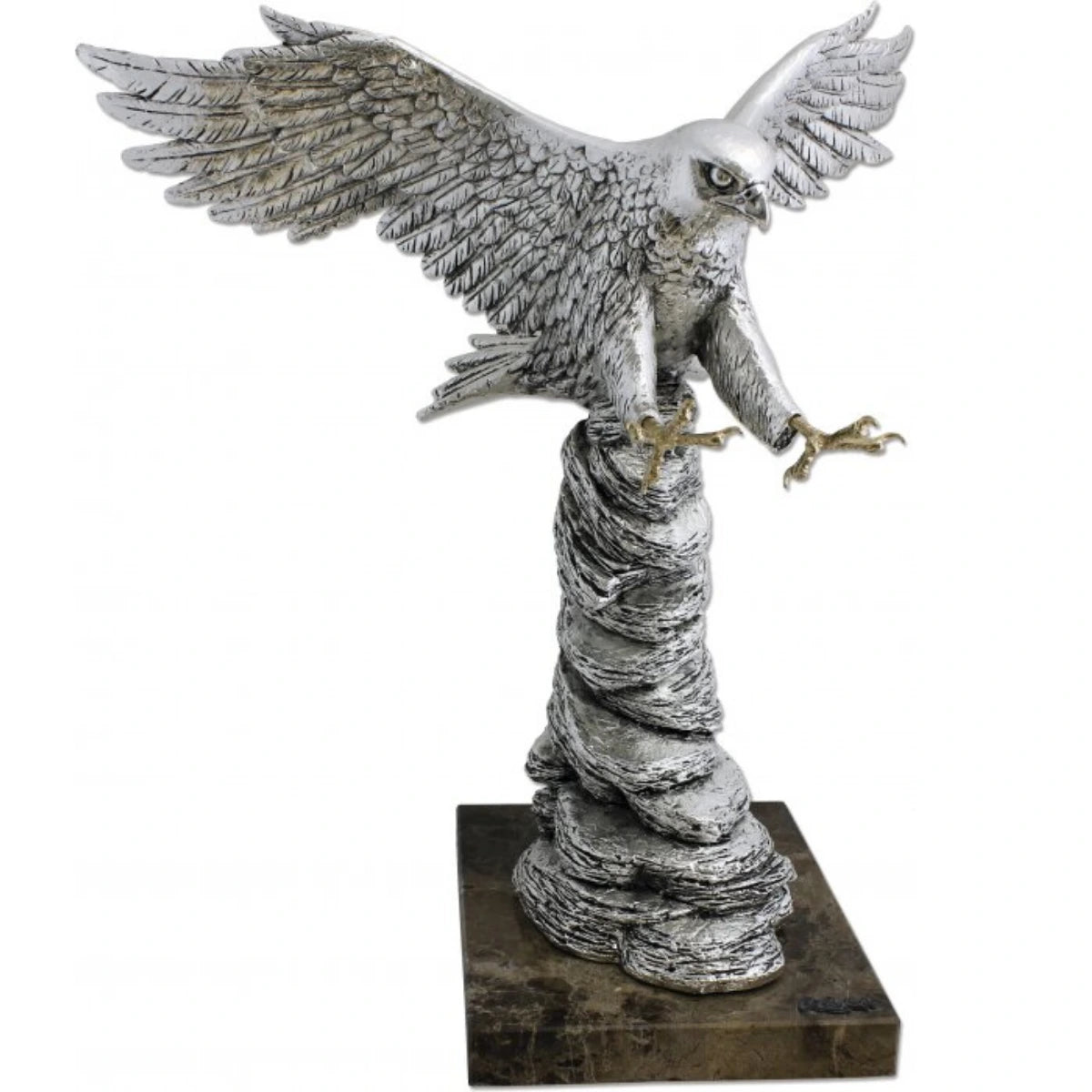 Silver Falcon Landing – Luxurious Artistic Sculpture