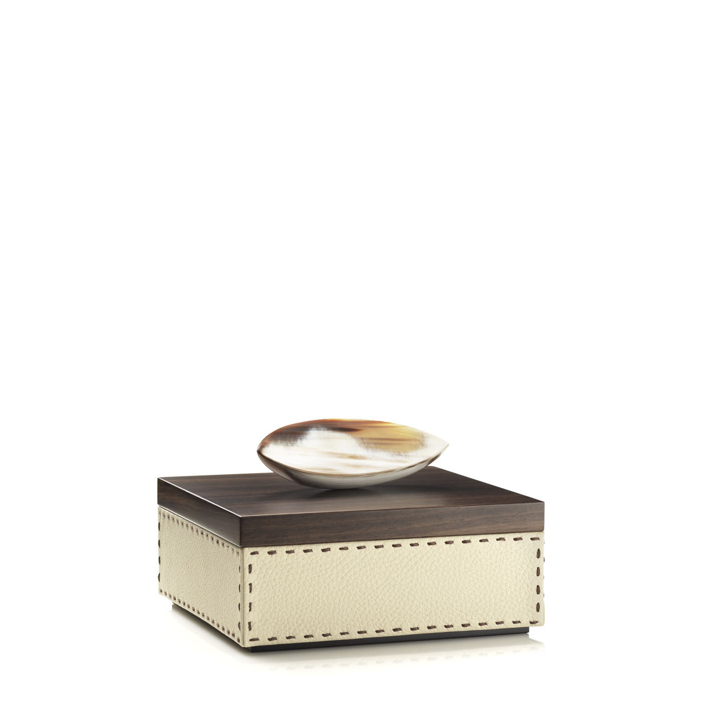 CAPRICIA Box - Ice-cream colour with handmade dark brown stitching - LAZADO
