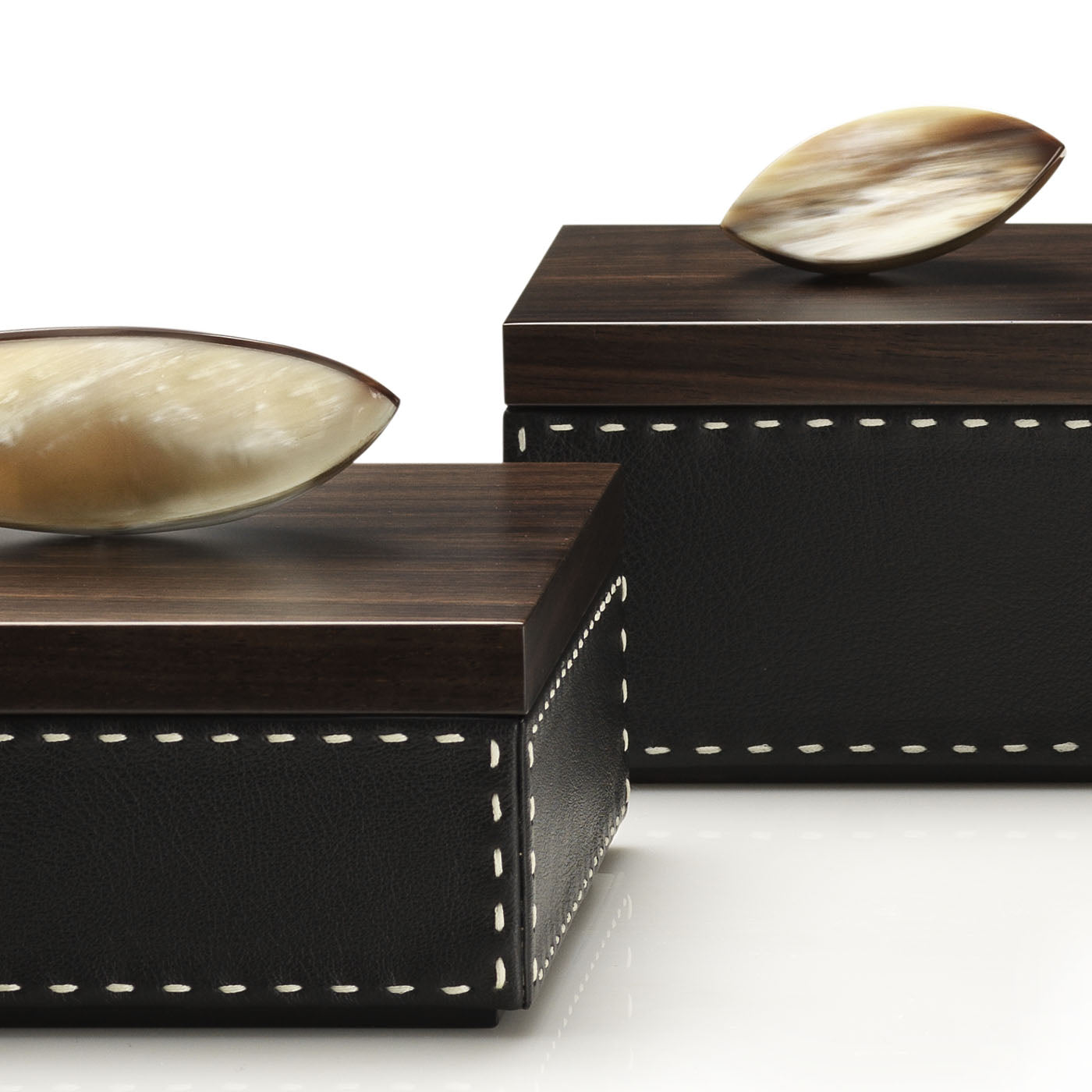 CAPRICIA Box - Onyx colour with handmade ivory stitching - LAZADO