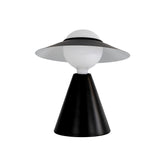Table lamp in white glass and black steel