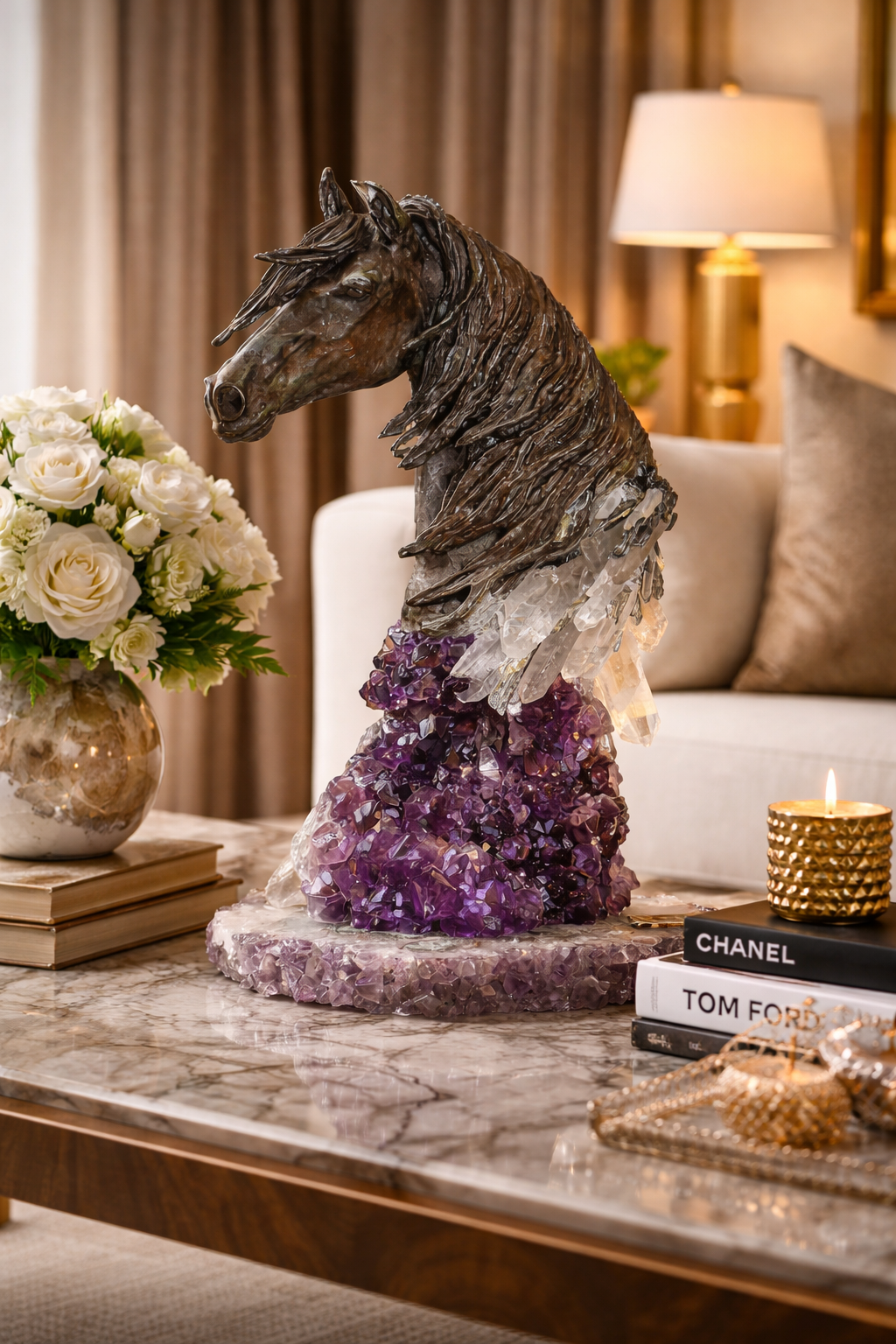 Storm - Horse sculptures with precious stones by Ebano - Main View
