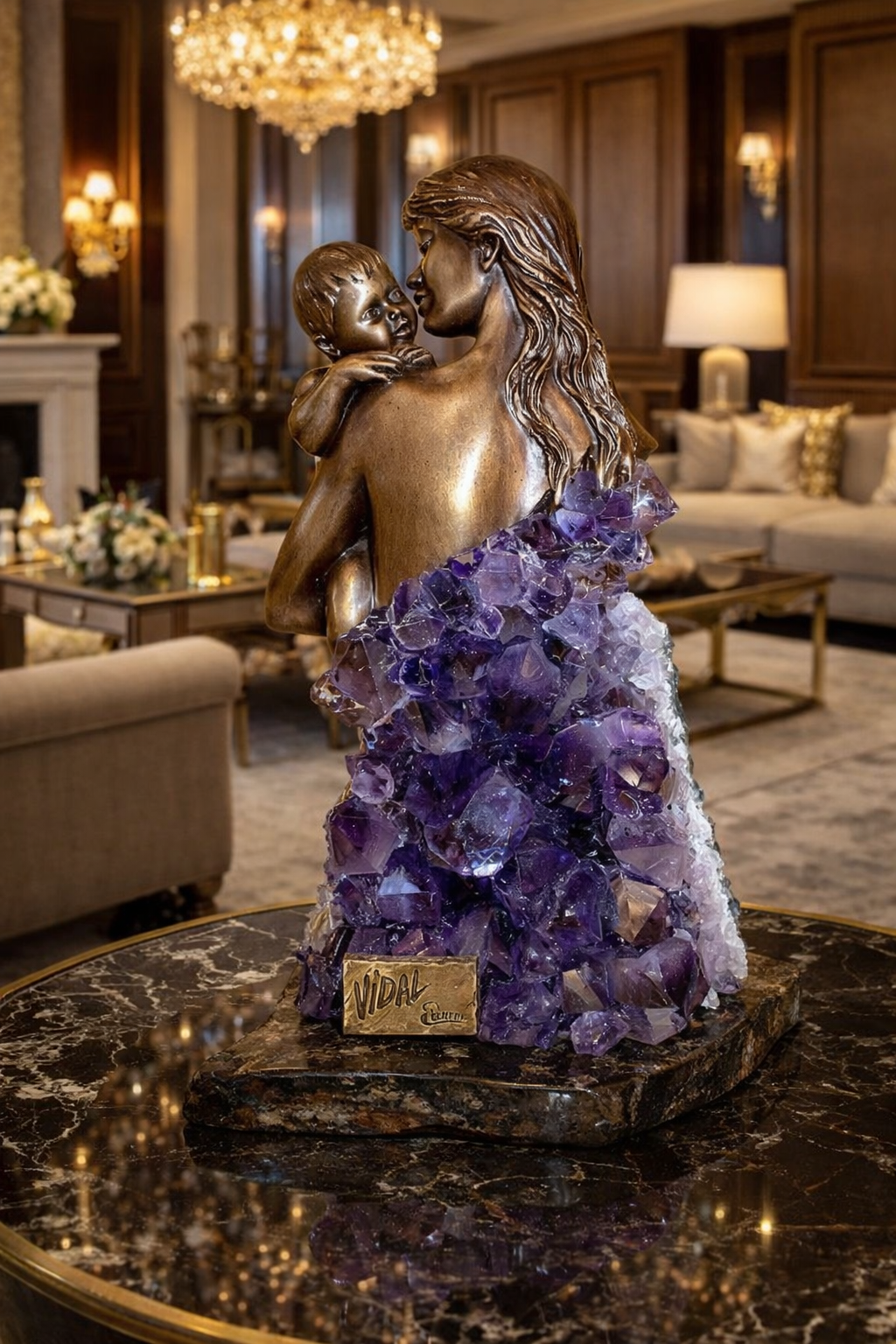 Maternal - Human sculpture with precious stones by Ebano - Main View