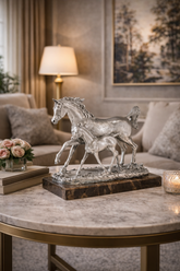 Silver Mare with Foal Sculpture by Anglada Esculturas - Main View
