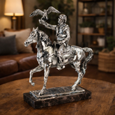 Silver Arabian Rider with Falcon Sculpture by Anglada Esculturas - Main View