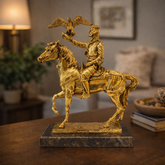Golden Arabian Rider with Falcon – Luxurious Artistic Sculpture by Anglada Esculturas - Main View