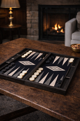 Premium Handcrafted Wooden Backgammon Set with Marquetry Design by Manopoulos - Main View