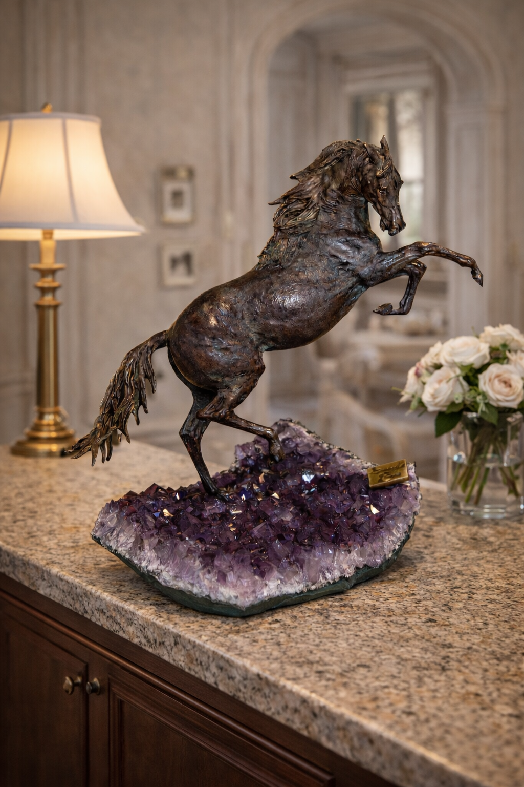 Rampant horse - Horse sculptures with precious stones by Ebano - Main View