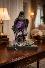 Falconry - hawk sculpture with precious stones by Ebano - Main View