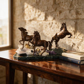 Herd of Three Horses — Bronze on Amethyst · 36 cm