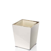 FEDRO - Waste paper basket in horn and wood with lacquered ivory gloss finish. Chromed brass feet. - LAZADO