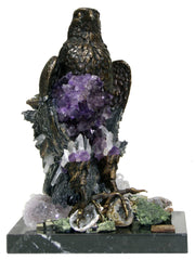 Falconry - hawk sculpture with precious stones by Ebano - Alternate Angle