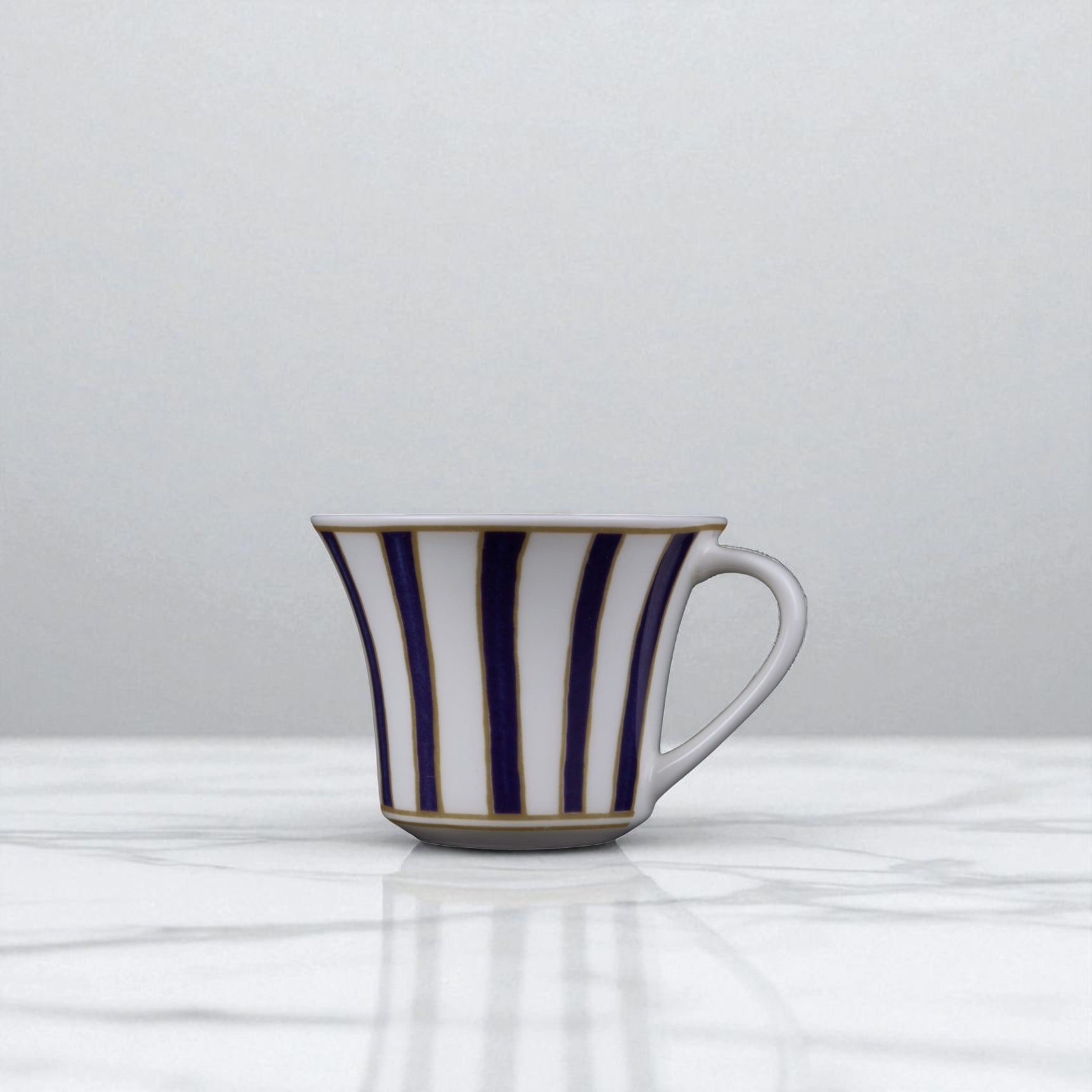 Striche Blu e Oro Medio - طقم 6 أكواب إسبريسو مع الصحون