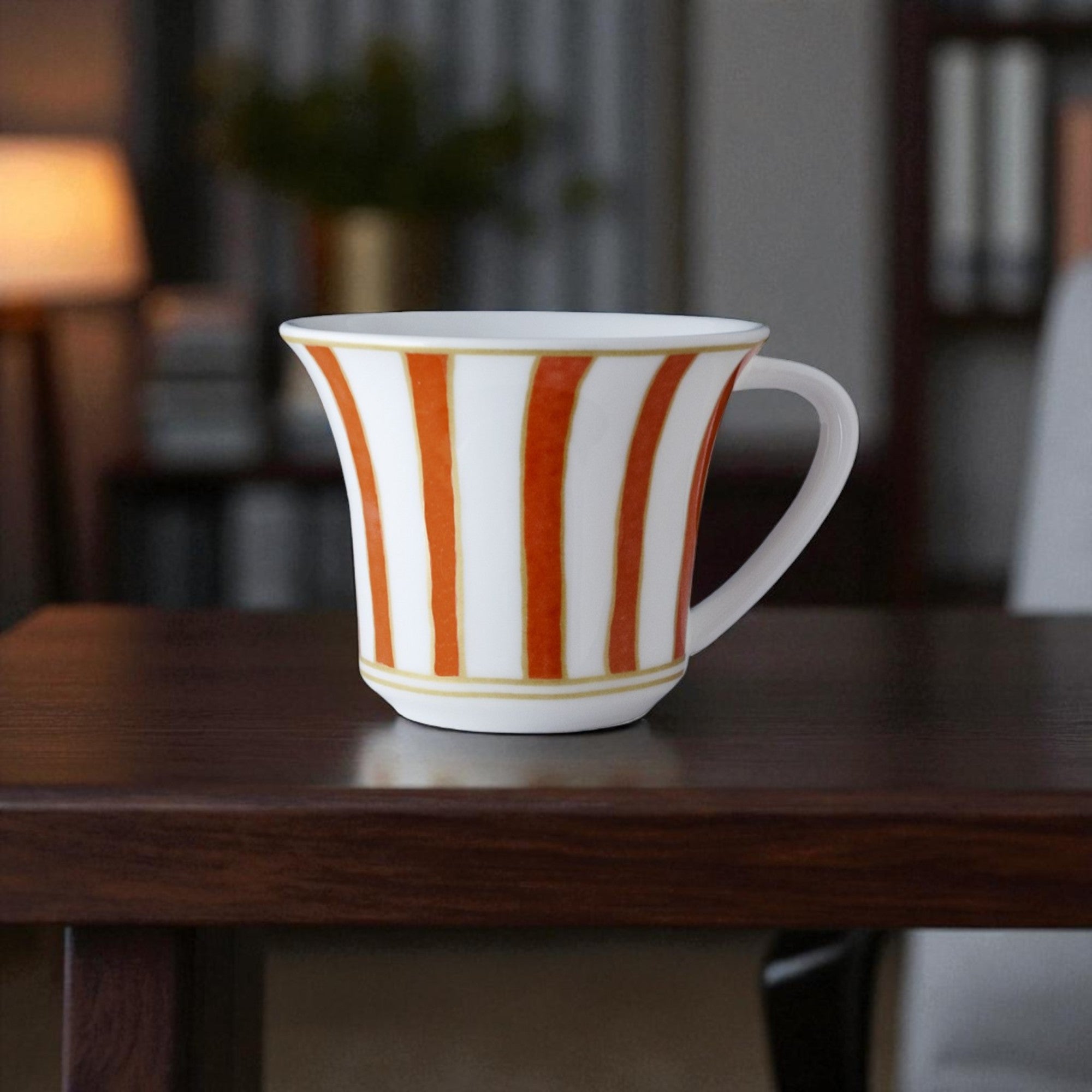 Striche Arancioni e Oro - طقم 6 أكواب شاي / كابتشينو مع الصحون