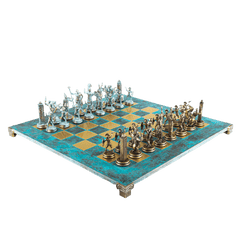 GREEK MYTHOLOGY CHESS SET with gold/brown chessmen and bronze chessboard - 54 x 54cm (Extra Large) - LAZADO