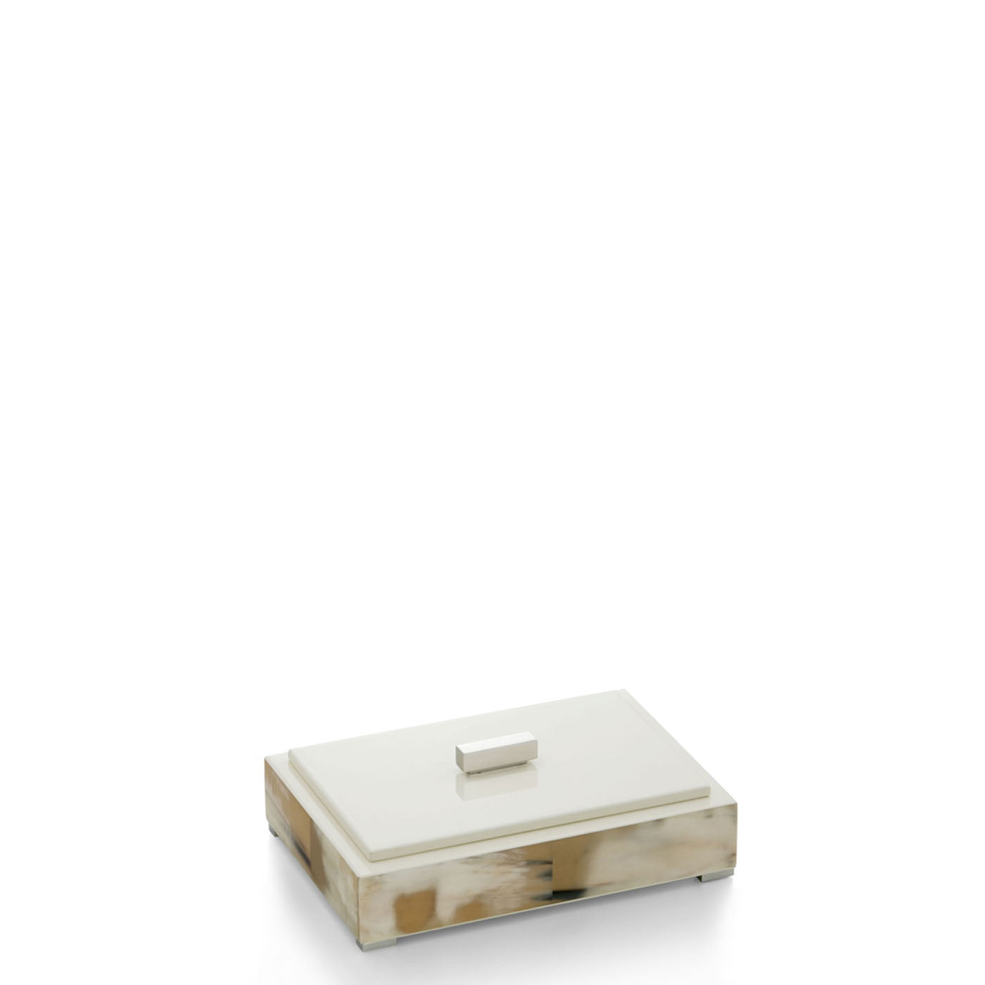 LEA Box - Rectangular box in horn and wood with lacquered ivory gloss finish. - LAZADO