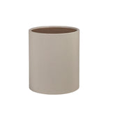 Round side table in walnut, walnut and wood upholstered in sand-coloured leatherette