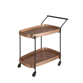 Walnut minibar trolley with black steel