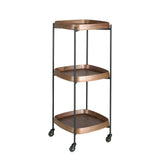 Walnut minibar trolley with black steel