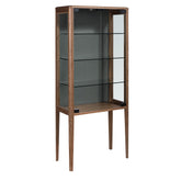 Tall sideboard in tempered glass and walnut with interior lighting