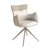 Swivel chair in off-white and greige leatherette