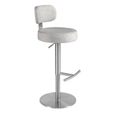 Swivel stool in light grey marbled fabric