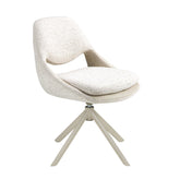 Swivel chair in off-white and cream fabric