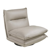 Taupe grey leather swivel armchair