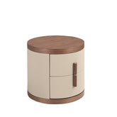 Nightstand in leatherette and walnut