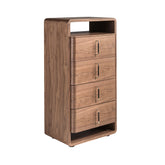 Walnut and black PVC chest of drawers