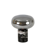 Table lamp in grey smoked mirror-effect glass and porcelain marble