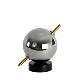 Grey smoked mirror-effect glass and black steel table lamp