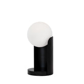 Table lamp in white glass and black steel