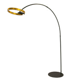 Floor lamp in polished gold steel and black steel