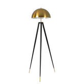 Polished gold steel and black steel floor lamp