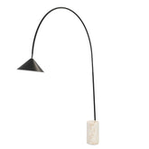 Black steel floor lamp with porcelain marble base