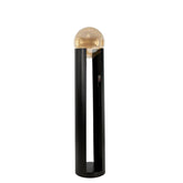 Smoked amber glass and black steel floor lamp