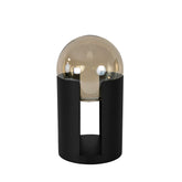 Smoked amber glass and black steel table lamp