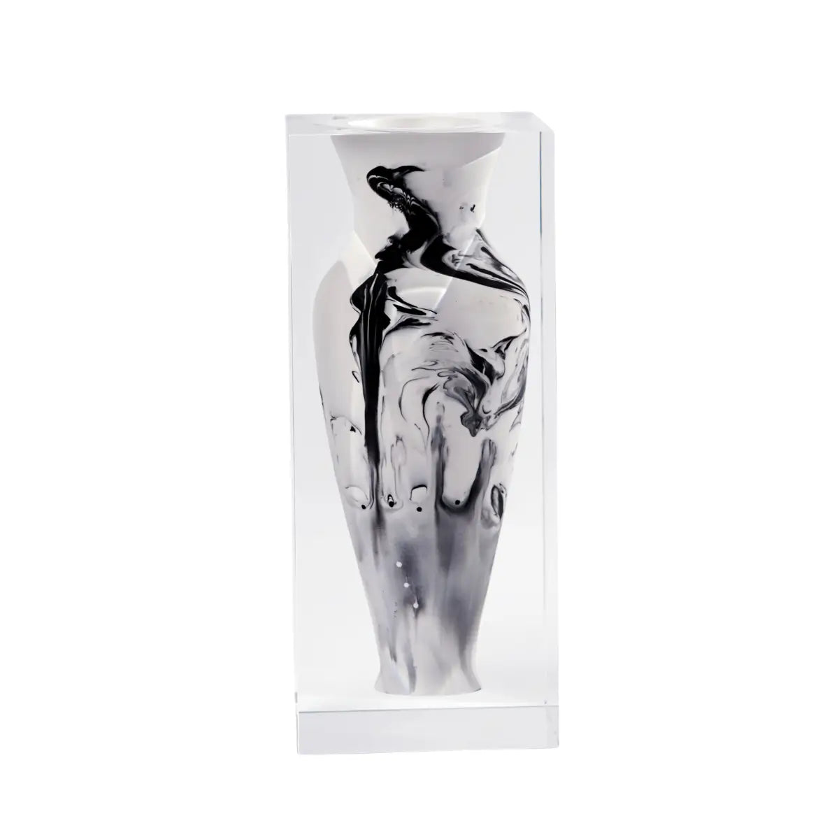 Fine-Neck Acrylic Vase – White Mottle