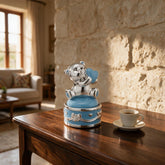 Teddy Bear Music Box — Blue · 8.5×8.5×14 cm