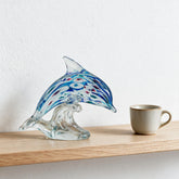 Dolphin Figurine — Murrine Coloured Crystal · 12.5×7×8 cm